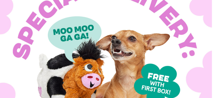 BarkBox & Super Chewer Coupon: FREE Big Bertha The Cow Toy With First Box of Toys and Treats for Dogs!
