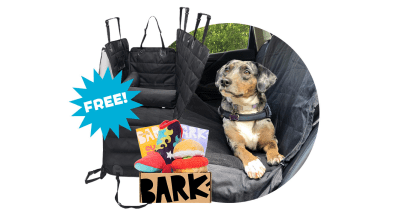 BarkBox & Super Chewer Deal: FREE Hammock Car Seat With First Box of Toys and Treats for Dogs!