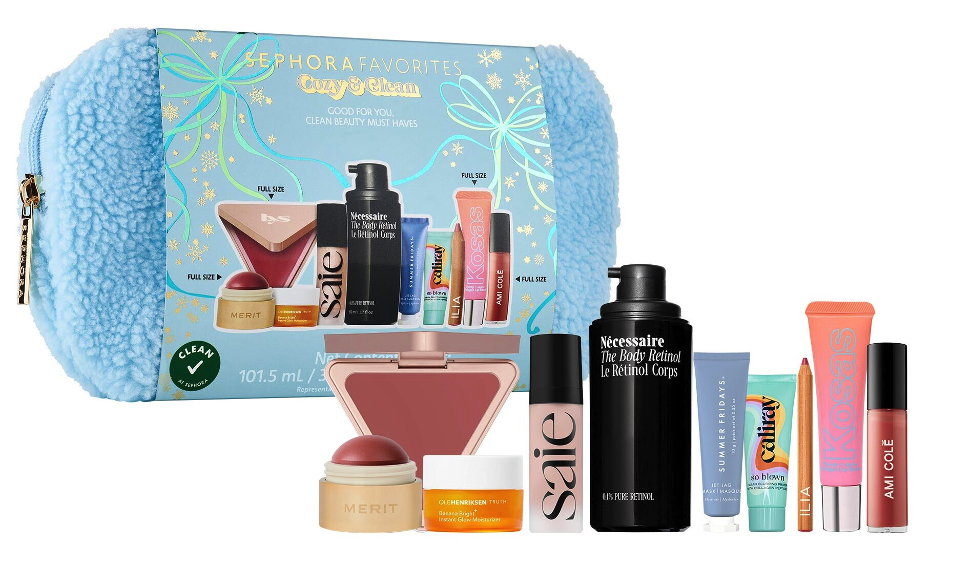 Sephora favorite set☆ Sephora Favorites Cozy and Clean Makeup and Skincare Set: 10 Clean