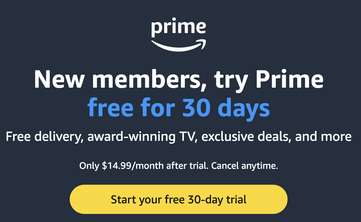 Amazon Prime Black Friday Deal 30 Days FREE Trial! Hello Subscription